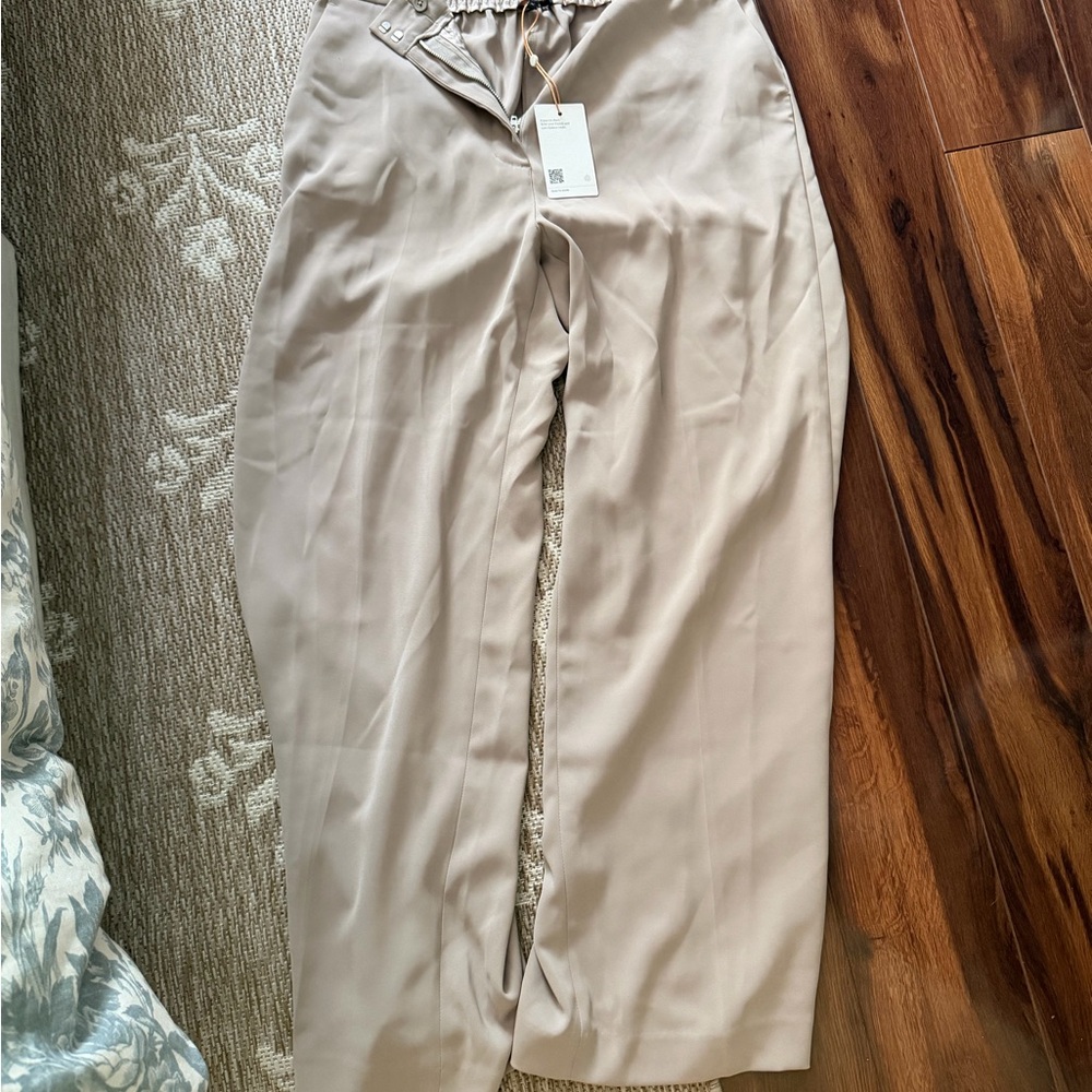 Quince Beige High-Waist Wide-Leg Women's pant